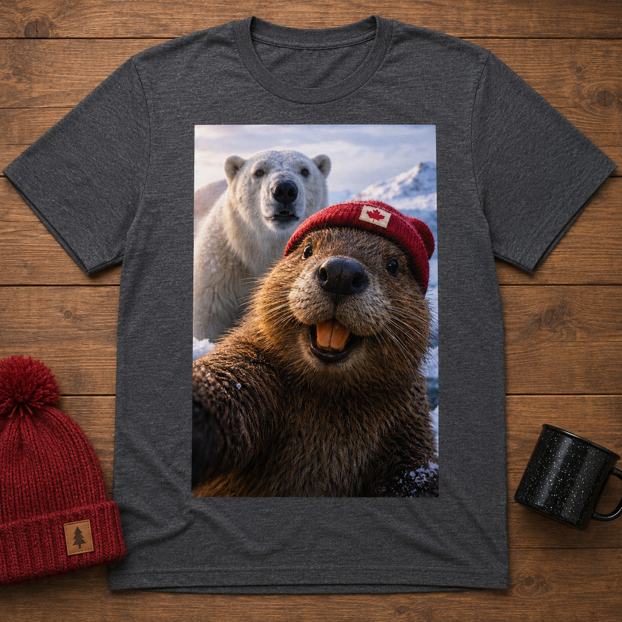 Beaver Selfie Encounter-Polar Bear Edition T-shirt