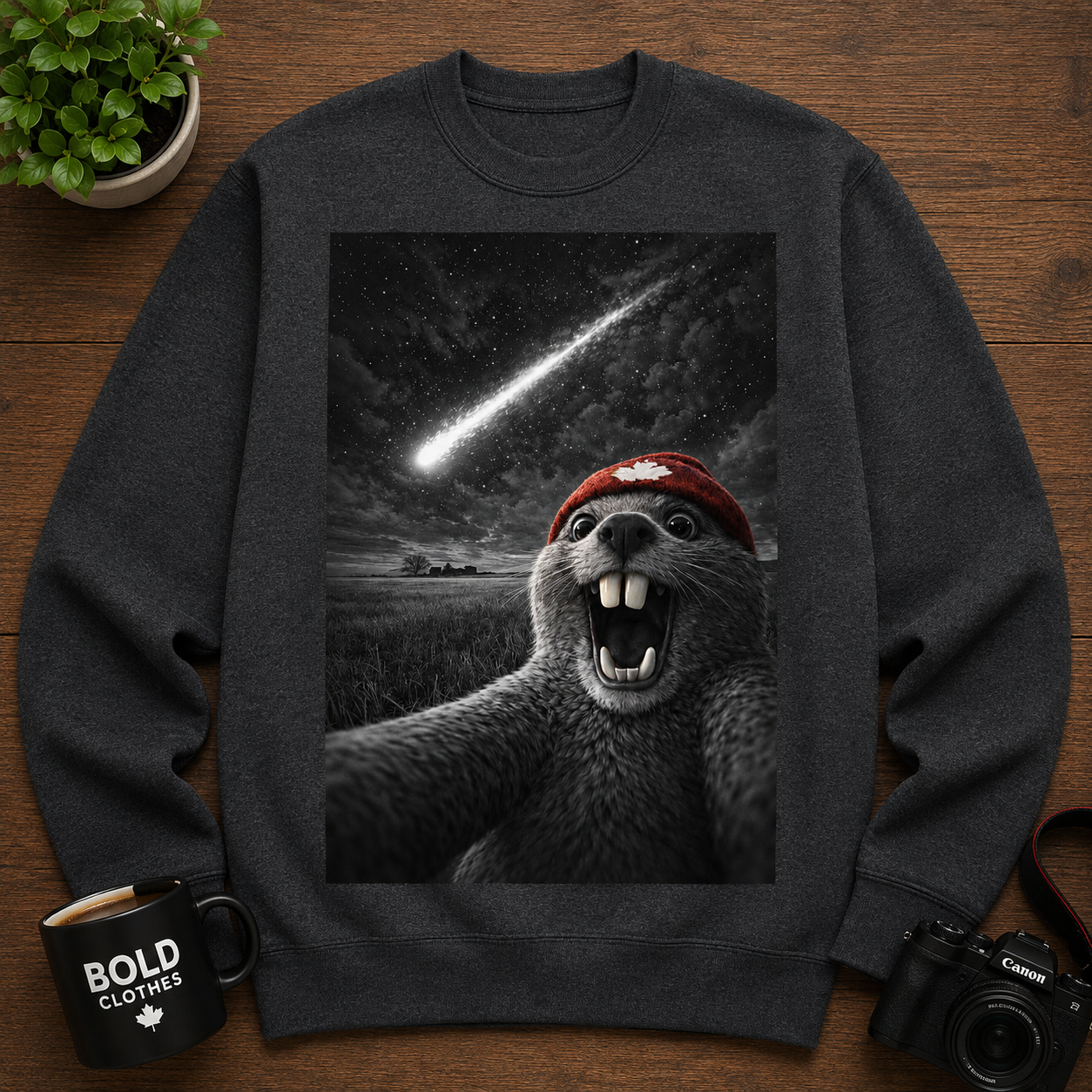 Beaver Selfie Encounter- Comet in the Sky Edition Sweatshirt