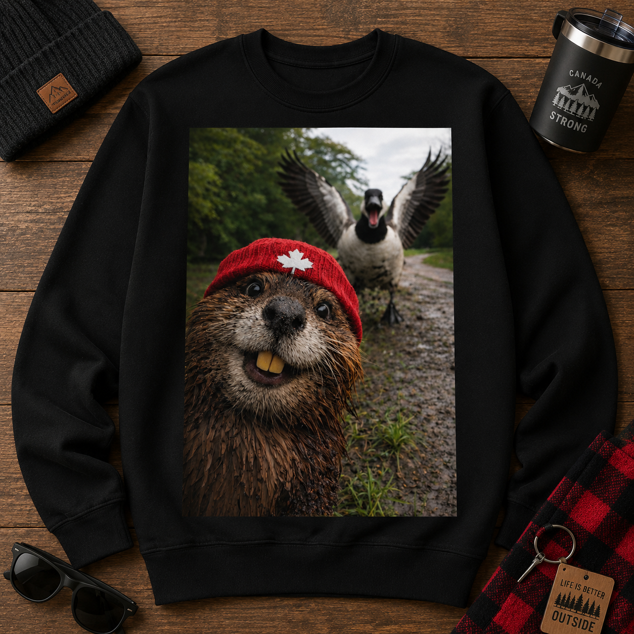 Beaver Selfie Encounter-Canada Goose Edition Sweatshirt