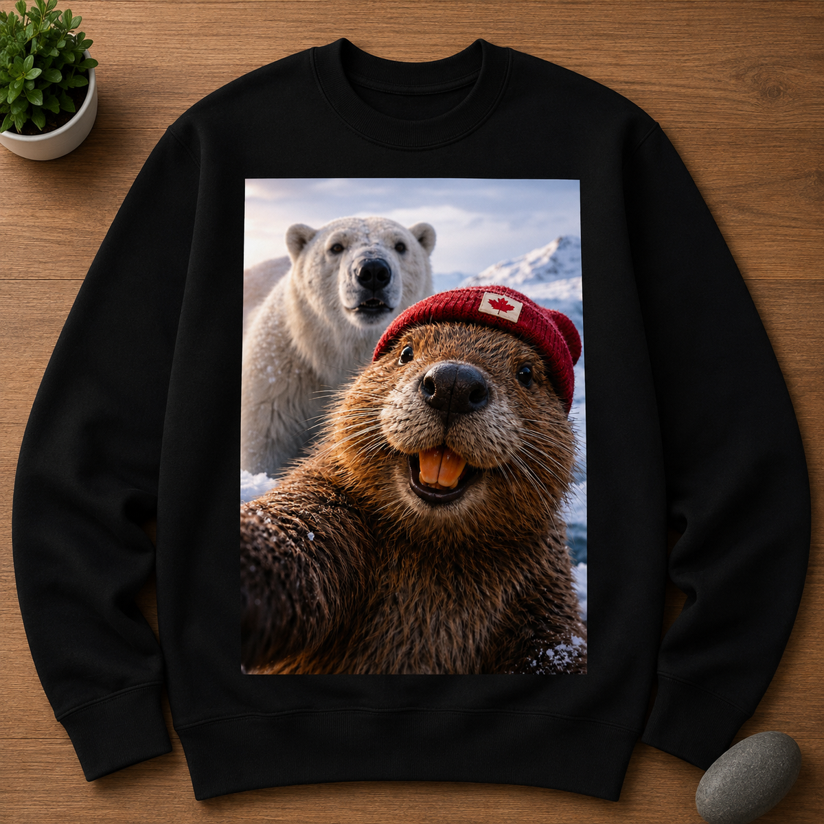 Beaver Selfie Encounter-Polar Bear Edition Sweatshirt