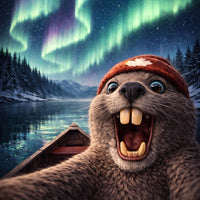 Beaver Selfie Encounter - Northern Lights Edition