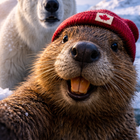 Beaver Selfie Encounter-Polar Bear Edition T-shirt