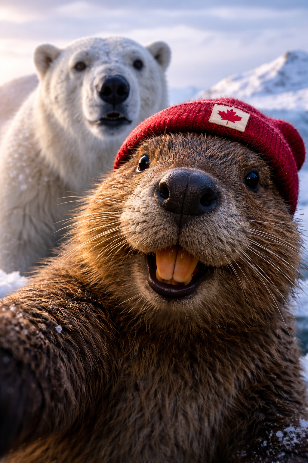 Beaver Selfie Encounter-Polar Bear Edition T-shirt