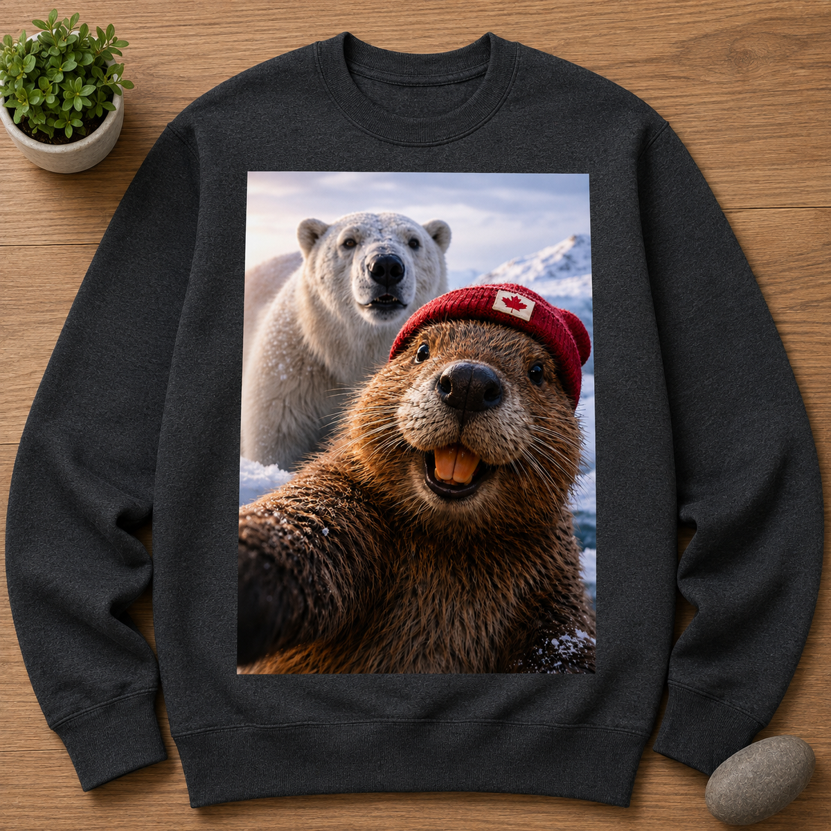 Beaver Selfie Encounter-Polar Bear Edition Sweatshirt
