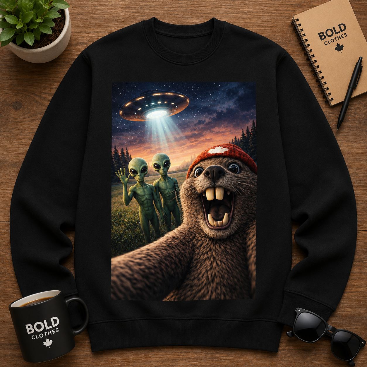 Beaver Selfie Encounter - Alien Abduction? Edition Sweatshirt