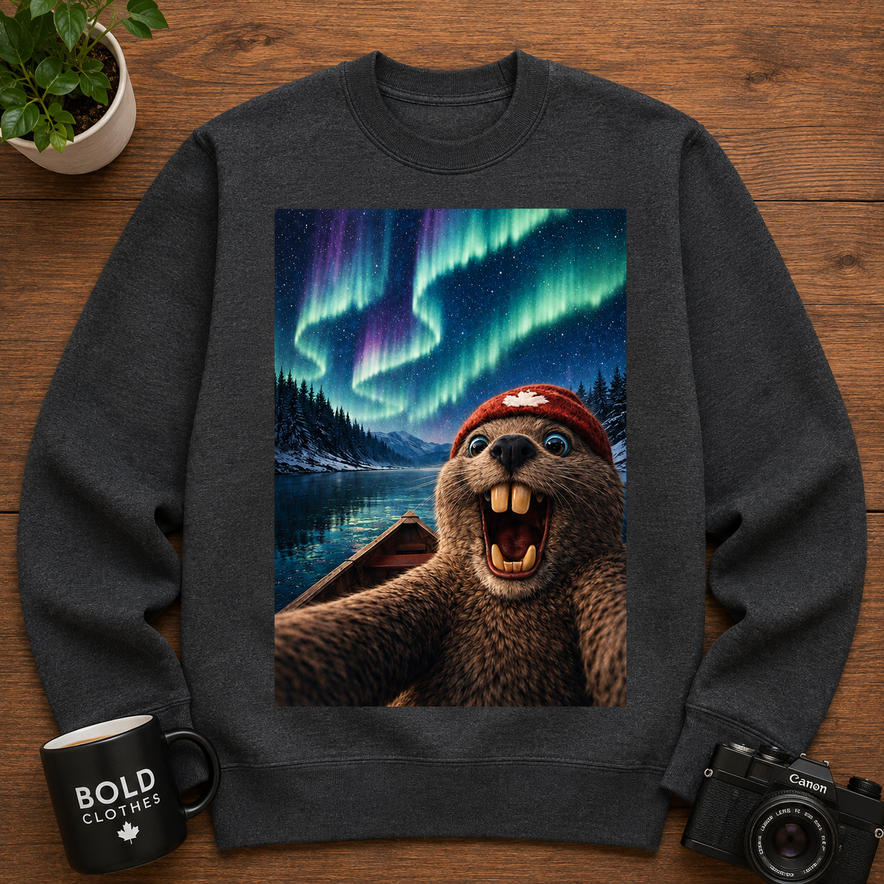 Beaver Selfie Encounter - Northern Lights Edition Sweatshirt