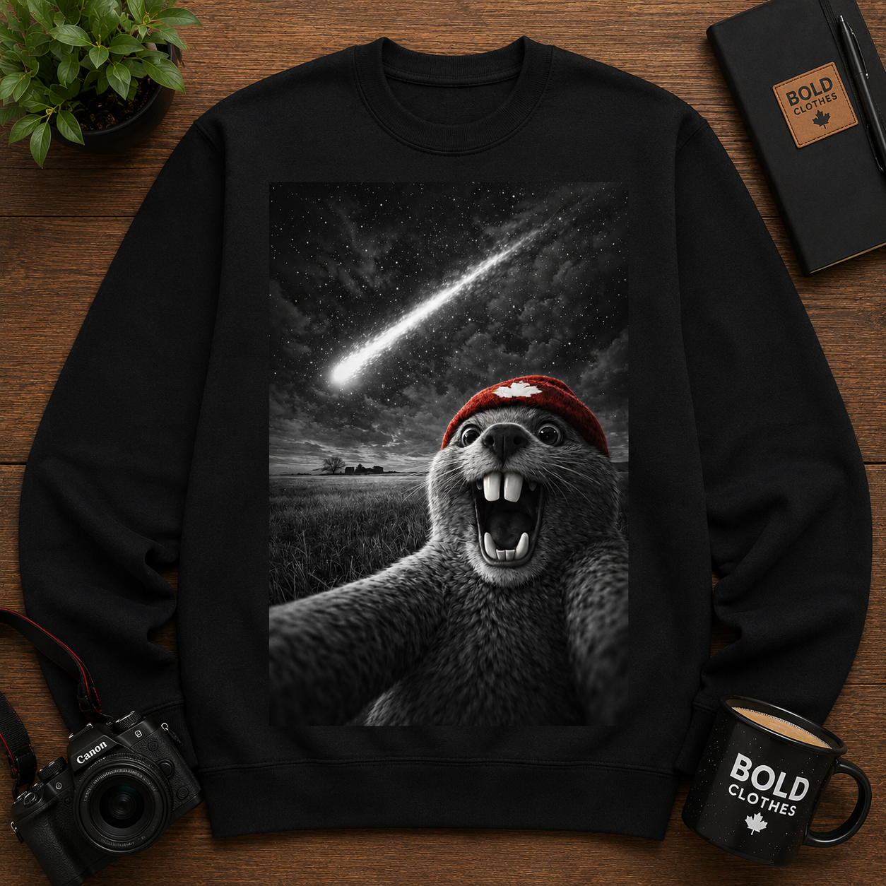 Beaver Selfie Encounter- Comet in the Sky Edition Sweatshirt