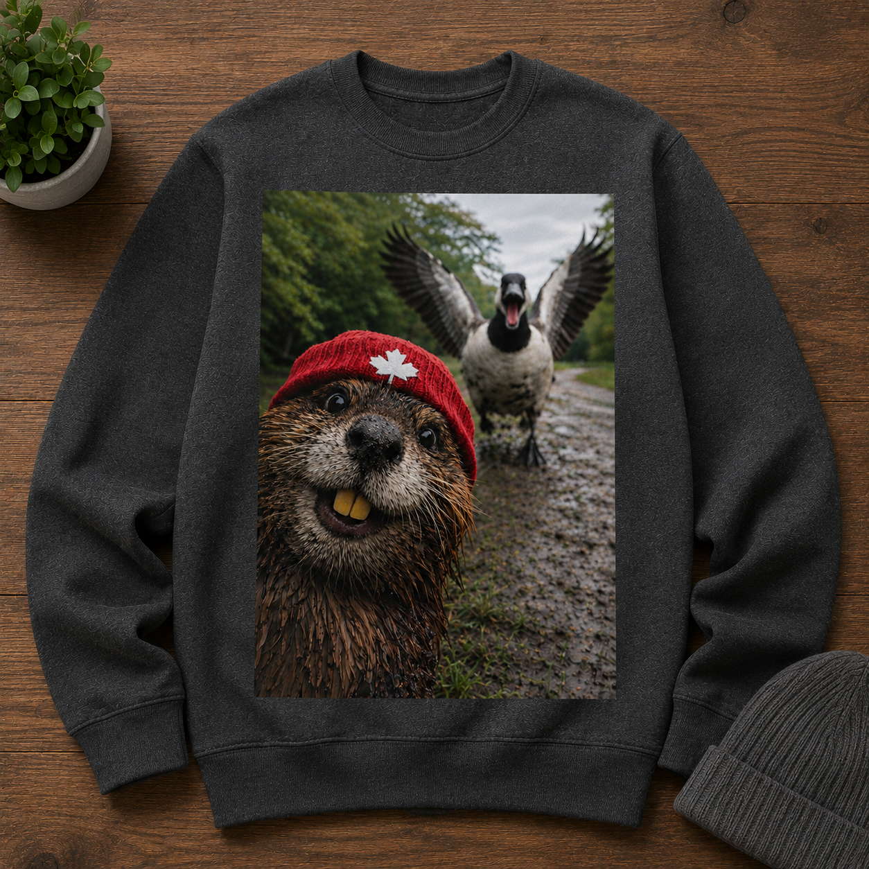 Beaver Selfie Encounter-Canada Goose Edition Sweatshirt