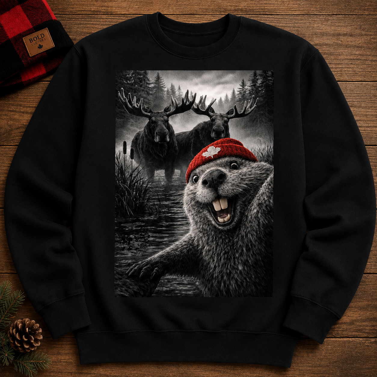 Beaver Selfie Encounter - Moose Edition Sweatshirt