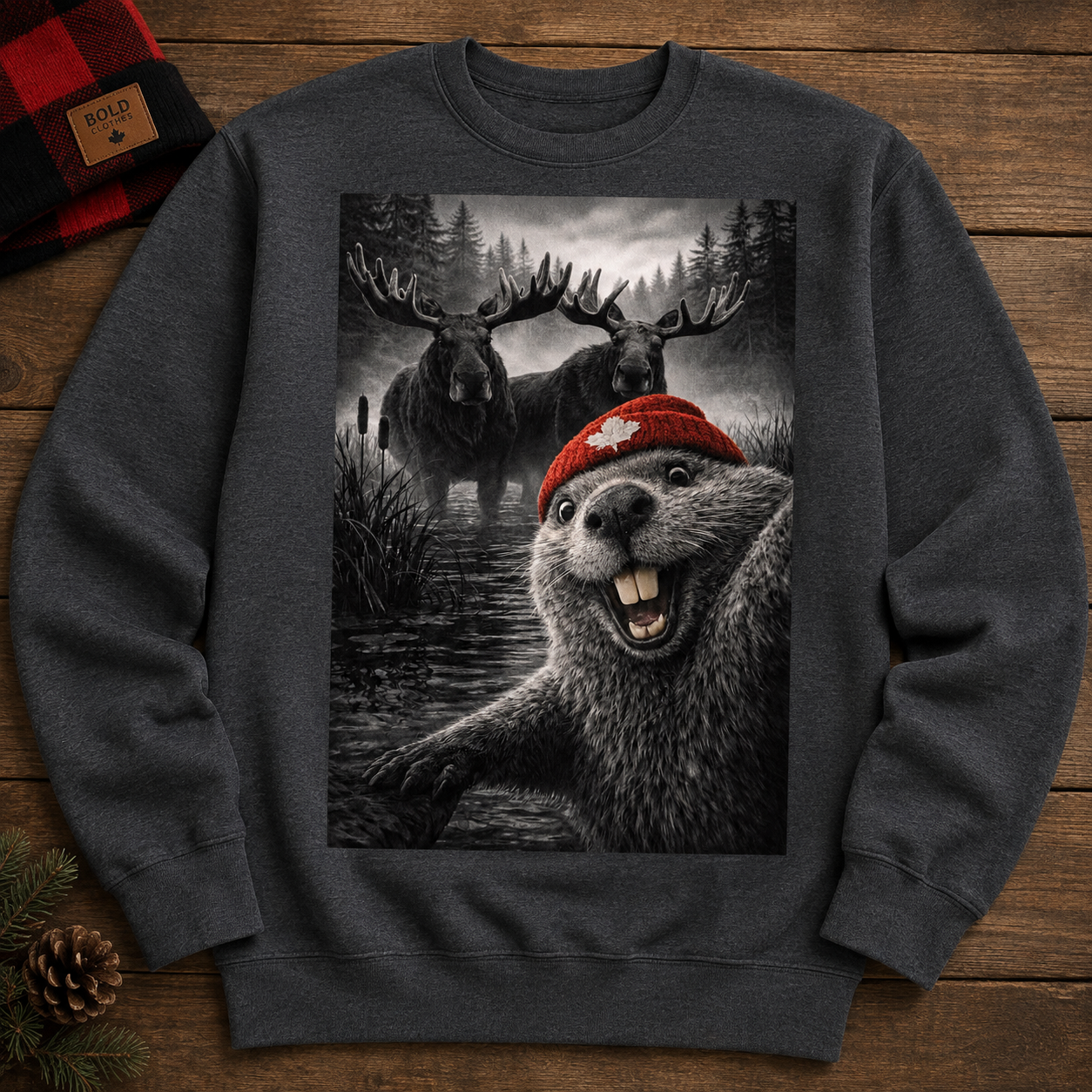Beaver Selfie Encounter - Moose Edition Sweatshirt