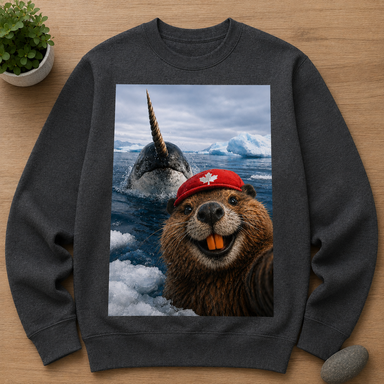 Beaver Selfie Encounter-Narwhal Edition Sweatshirt