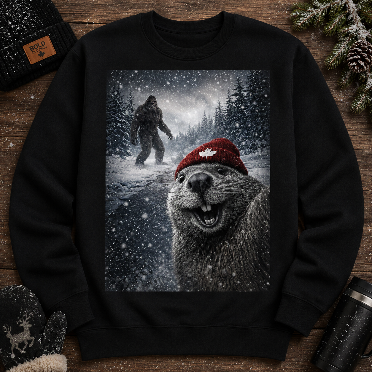 Beaver Selfie Encounter - Sasquatch Sighting Sweatshirt