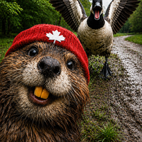 Beaver Selfie Encounter-Canadian Goose Edition